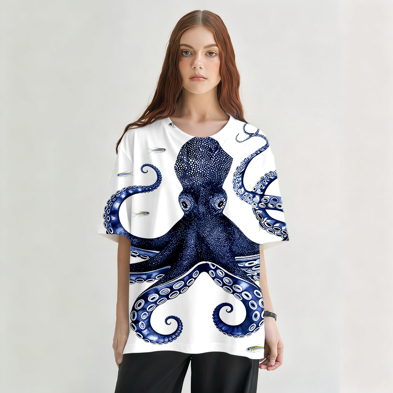 Tokyocanvas Japanese Octopus Graphic Print T-Shirt