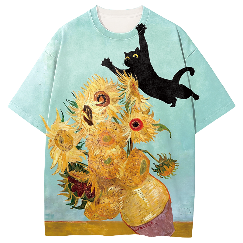 Tokyocanvas Flying Black Cat Graphic Print T-Shirt