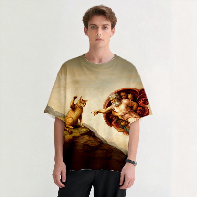 Tokyocanvas The Creation of Orange Cat Graphic Print T-Shirt