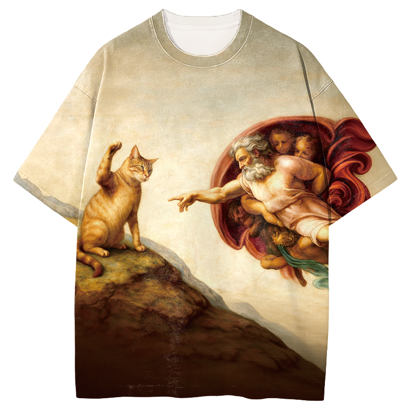 Tokyocanvas The Creation of Orange Cat Graphic Print T-Shirt