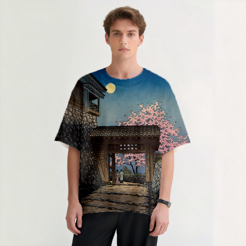 Tokyocanvas Autumn Moon Graphic Print T-Shirt