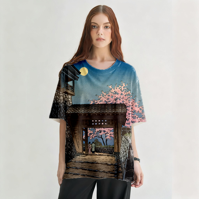 Tokyocanvas Autumn Moon Graphic Print T-Shirt