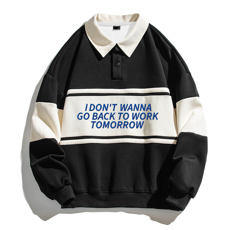 Tokyocanvas Don't Want Work Polo Embroidered Sweatshirt