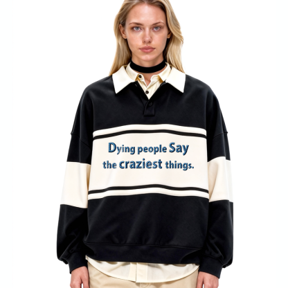 Tokyocanvas Dying People Polo Embroidered Sweatshirt