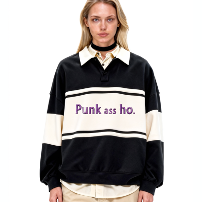 Tokyocanvas Punk Ass Ho Polo Embroidered Sweatshirt