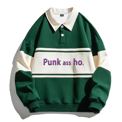 Tokyocanvas Punk Ass Ho Polo Embroidered Sweatshirt
