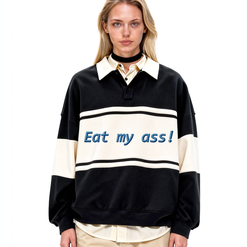 Tokyocanvas Eat My Ass Polo Embroidered Sweatshirt