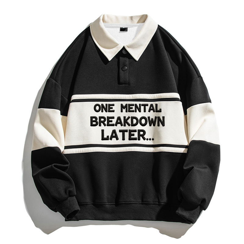 Tokyocanvas One Mental Breakdown Later Polo Embroidered Sweatshirt