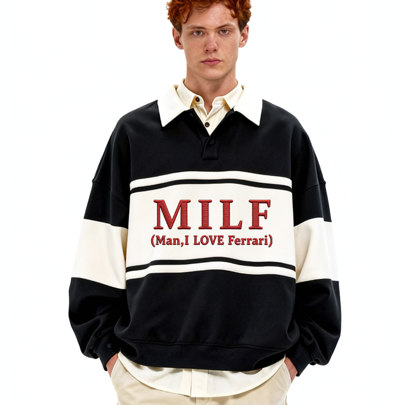 Tokyocanvas I Love Ferrari Polo Embroidered Sweatshirt