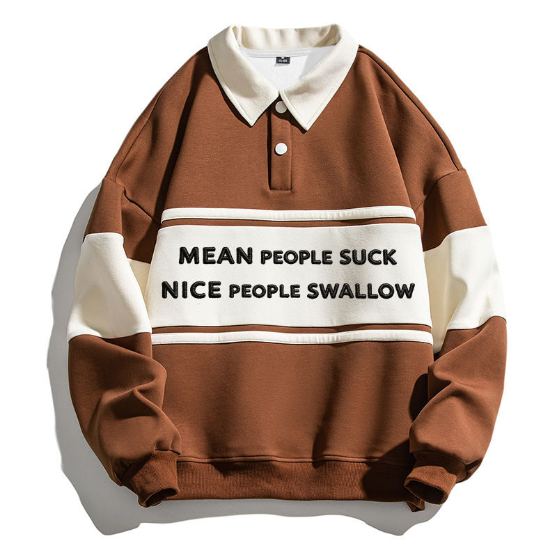 Tokyocanvas Mean People And Nice People Polo Embroidered Sweatshirt