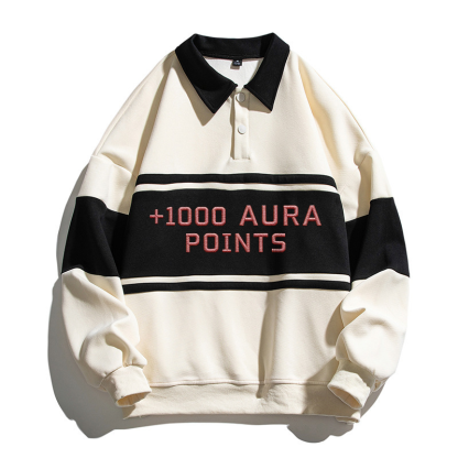 Tokyocanvas Plus 1000 Aura points Polo Embroidered Sweatshirt
