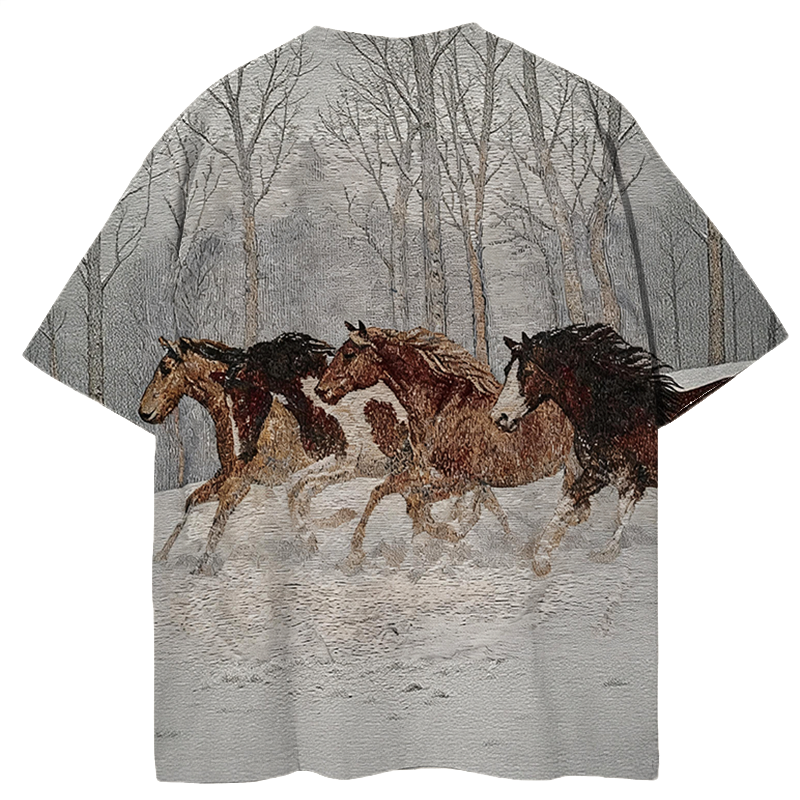 Tokyocanvas Wild Horses Graphic Print T-shirt