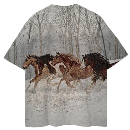 Tokyocanvas Wild Horses Graphic Print T-shirt