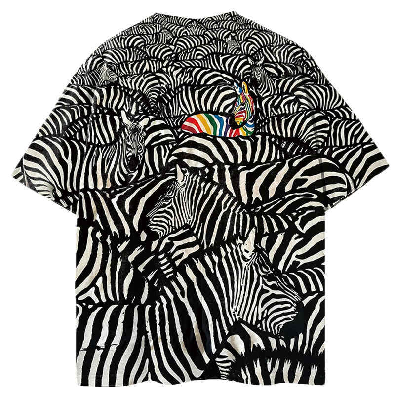 Tokyocanvas Rainbow Zebra Graphic Print T-shirt