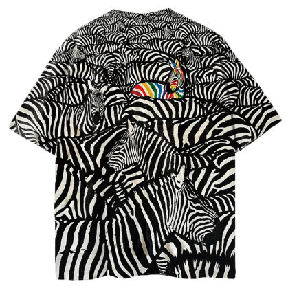 Tokyocanvas Rainbow Zebra Graphic Print T-shirt