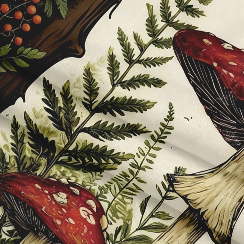 Tokyocanvas Red Mushrooms Long Sleeve Graphic Print T-Shirt