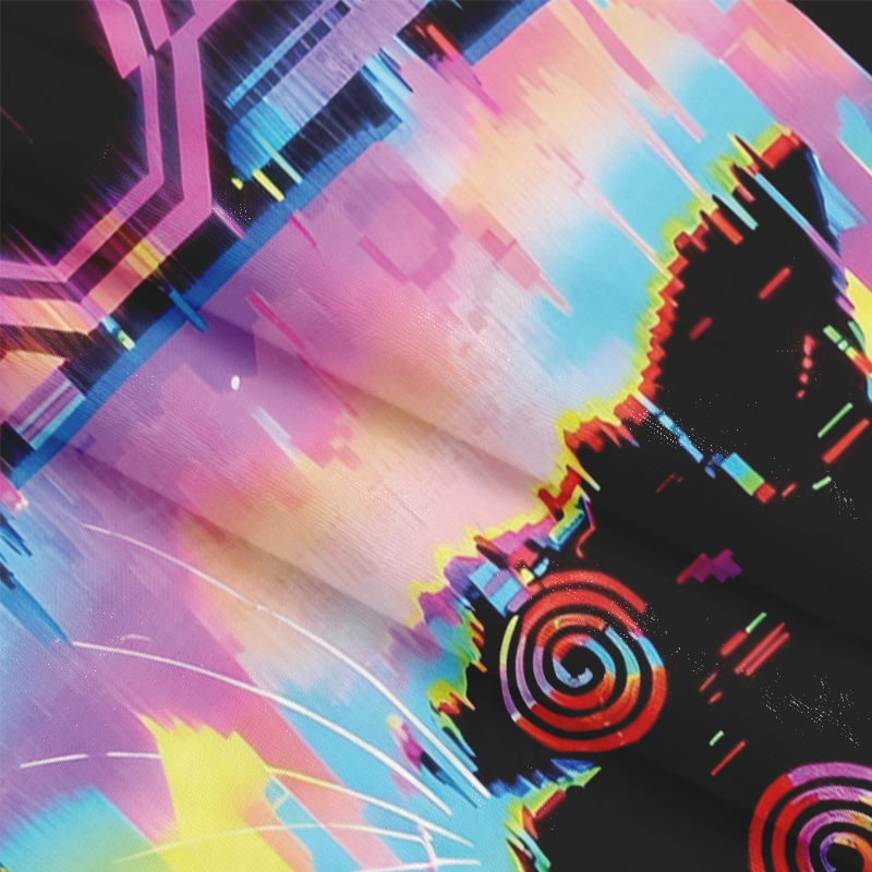 Tokyocanvas Glitchy Cat Vibes Long Sleeve Graphic Print T-Shirt