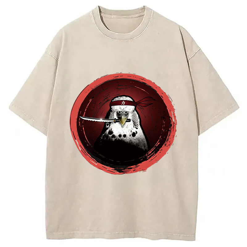 Tokyocanvas Funny Parrot Samura Washed T-Shirt