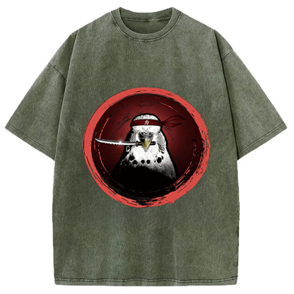 Tokyocanvas Funny Parrot Samura Washed T-Shirt