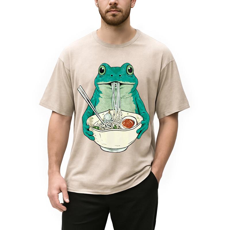 Tokyocanvas Vintage Frog Ramen Japanes Washed T-Shirt