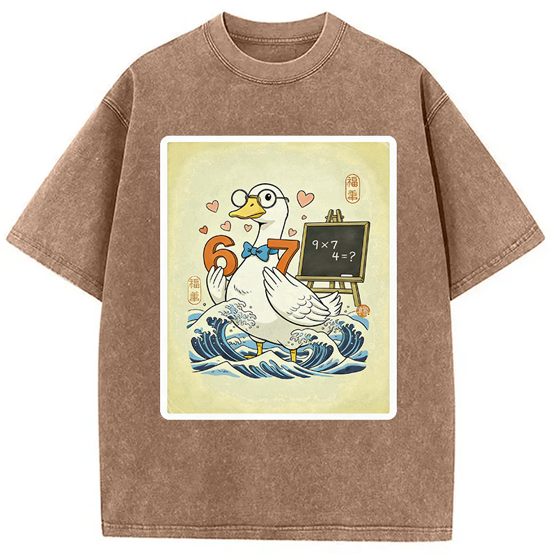 Tokyocanvas Japanese Goose Teacher 6 7 Meme Washed T-Shirt