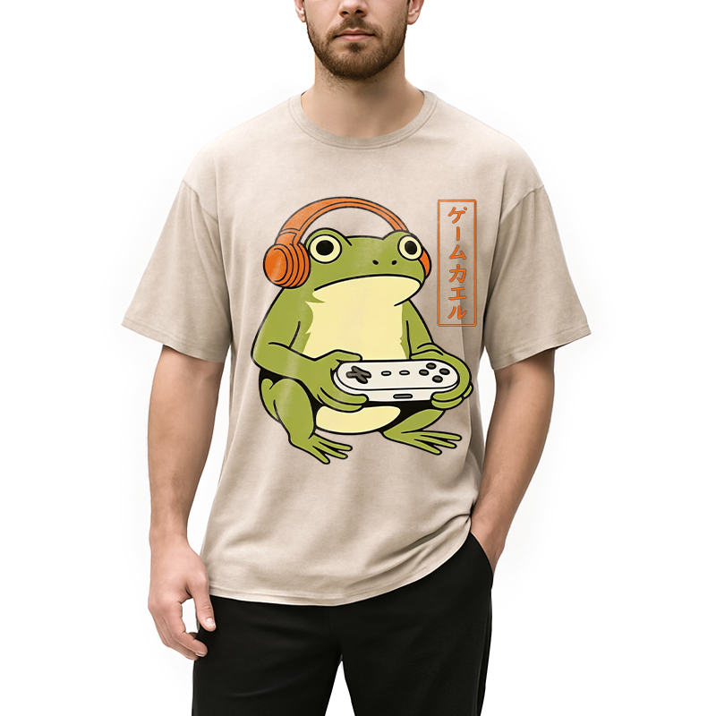 Tokyocanvas Japanese Gamer Frog Washed T-Shirt