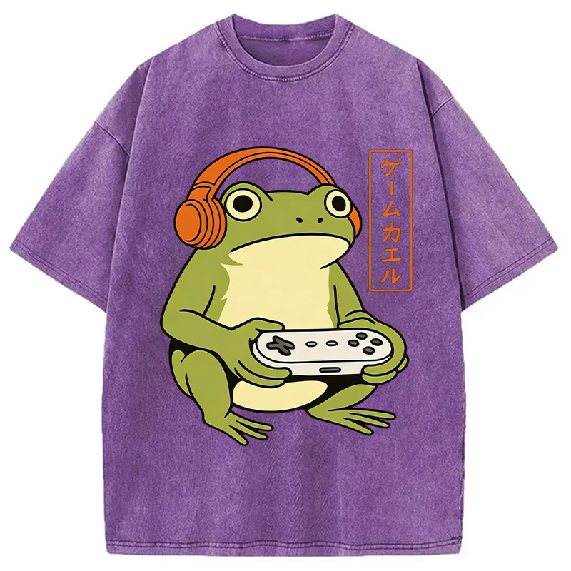 Tokyocanvas Japanese Gamer Frog Washed T-Shirt