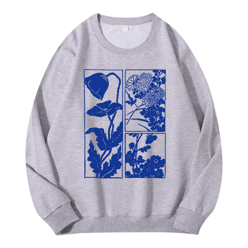 Tokyocanvas Woodcut Flowers Classic Sweatshirt