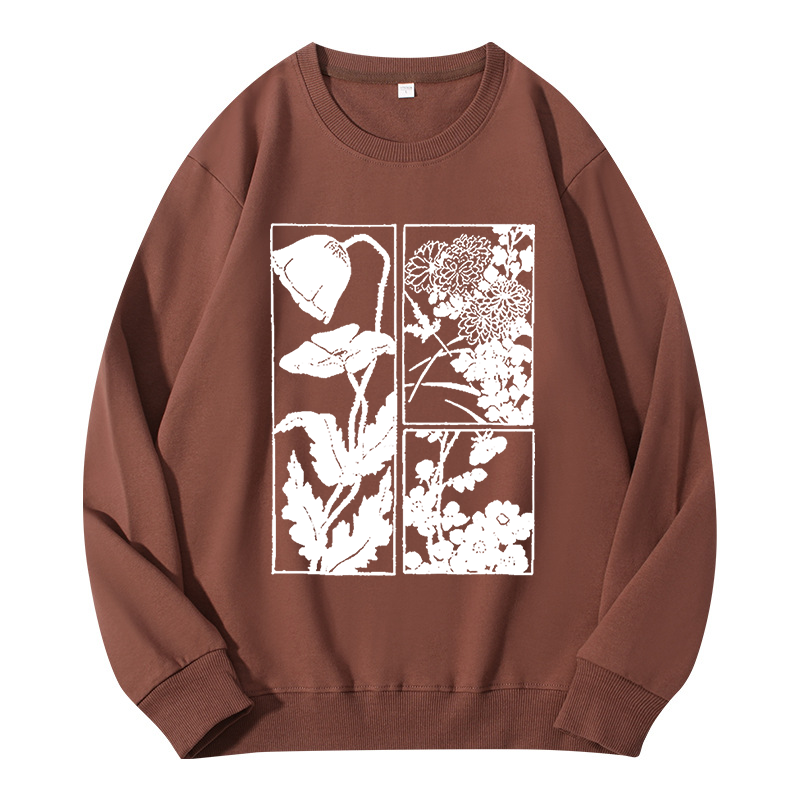 Tokyocanvas Woodcut Flowers Classic Sweatshirt