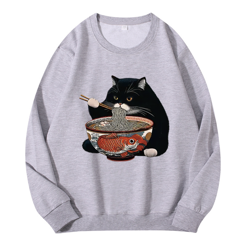 Tokyocanvas Fat Cat Eating Ramen Classic Sweatshirt