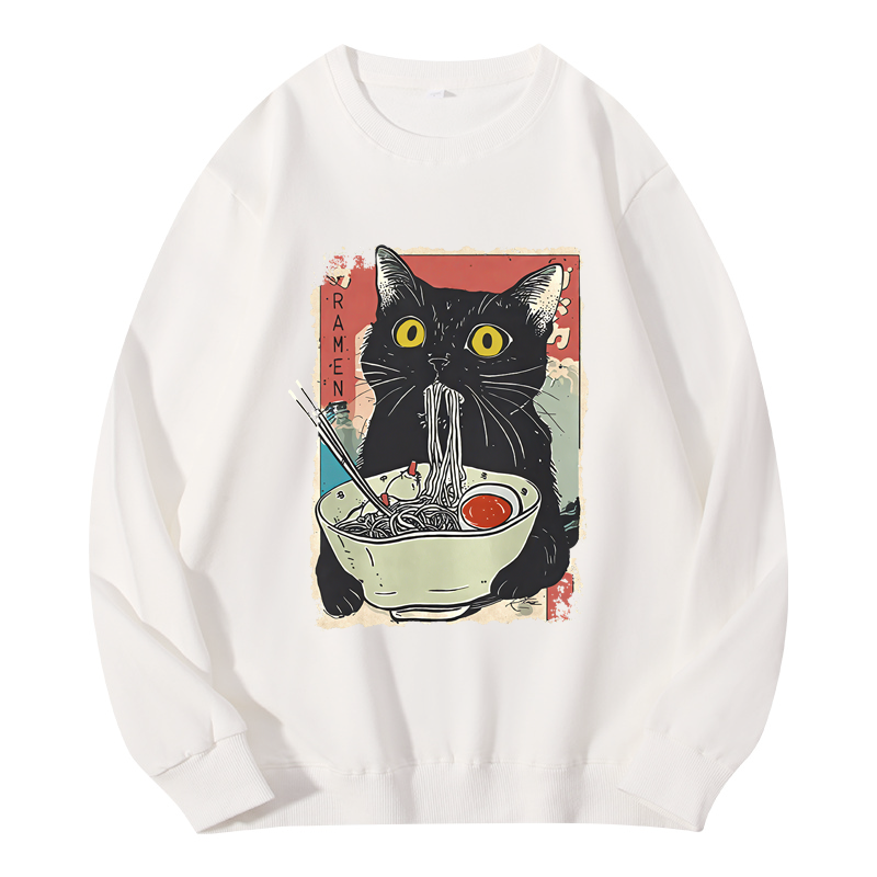 Tokyocanvas Cute Cat Eating Ramen Classic Sweatshirt