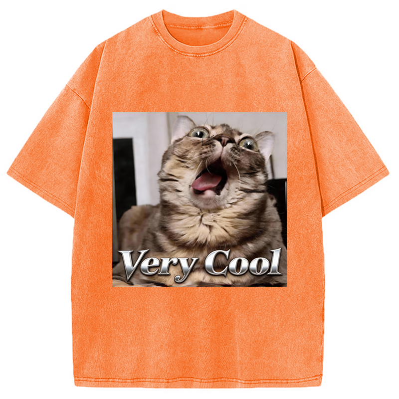 Tokyocanvas Very Cool Funny Cat Meme Washed T-Shirt