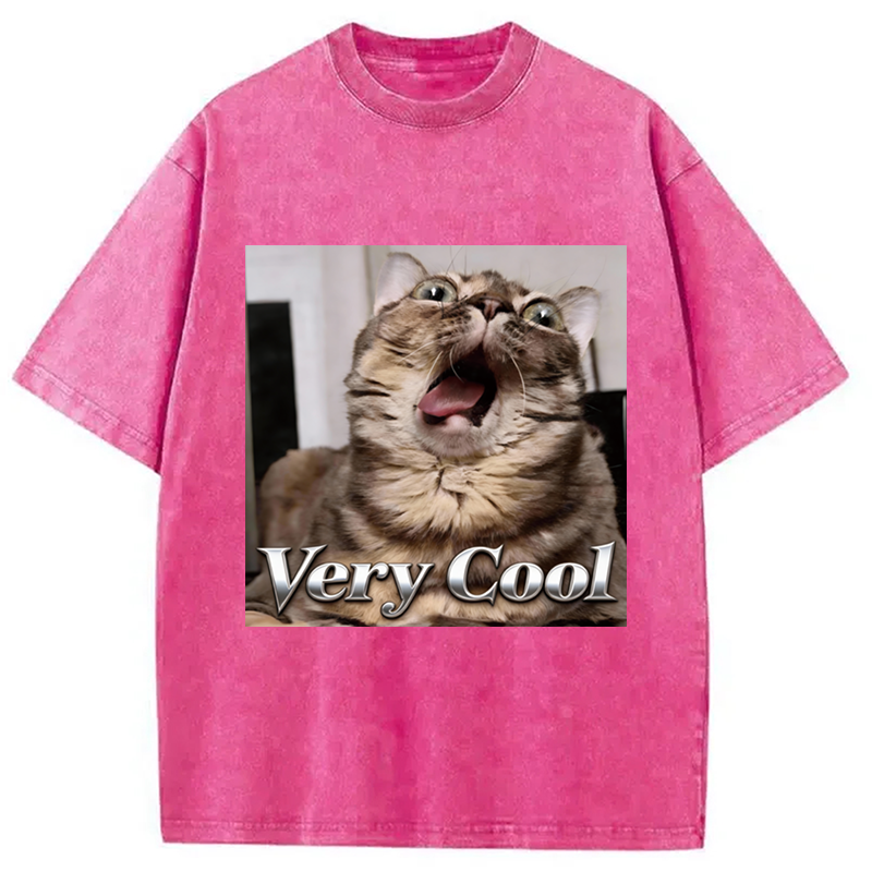 Tokyocanvas Very Cool Funny Cat Meme Washed T-Shirt