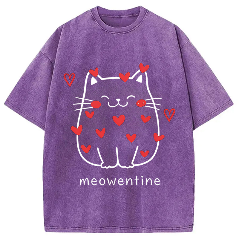 Tokyocanvas Funny Valentine's Day Kitten Washed T-Shirt
