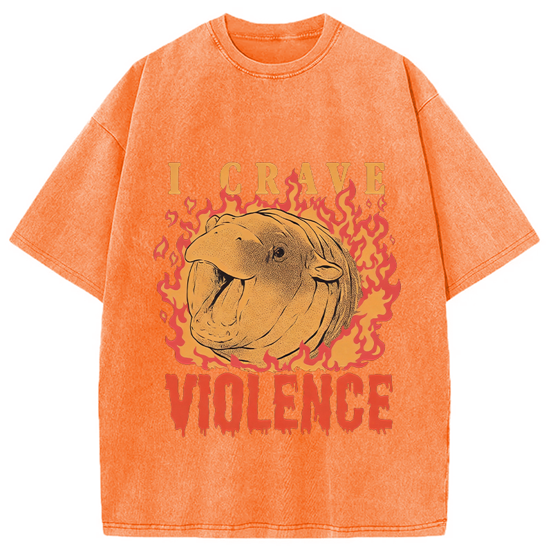 Tokyocanvas Moo Deng Crave Violence Washed T-Shirt