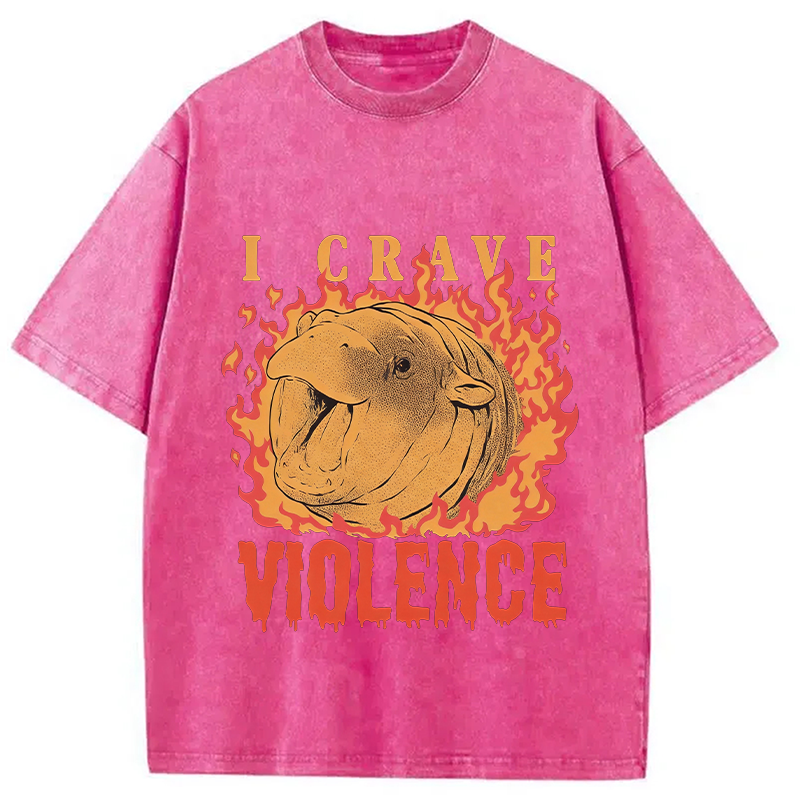 Tokyocanvas Moo Deng Crave Violence Washed T-Shirt