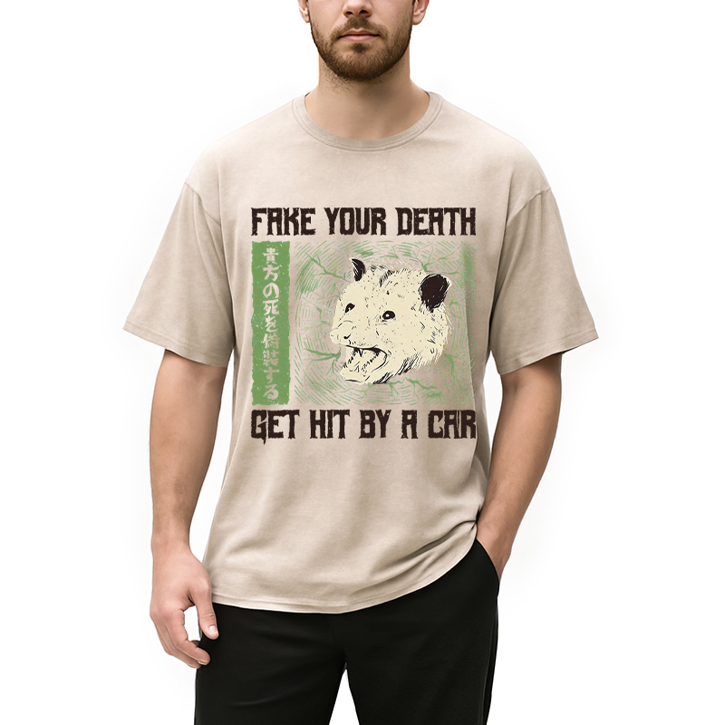 Tokyocanvas Fake Your Death Opossum Washed T-Shirt