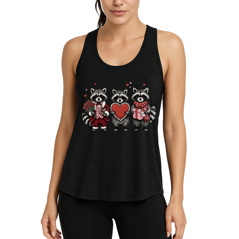 Tokyocanvas Valentines Raccoon Fitness Tank