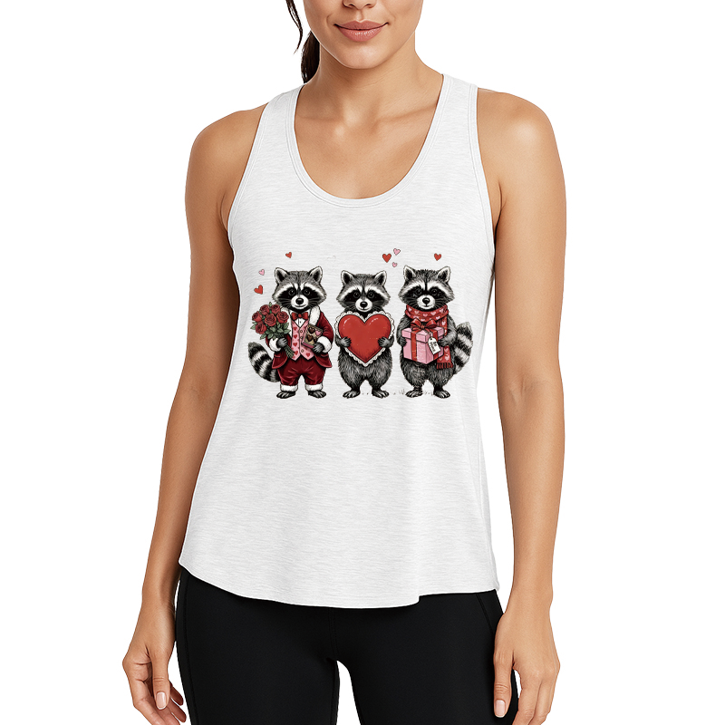 Tokyocanvas Valentines Raccoon Fitness Tank