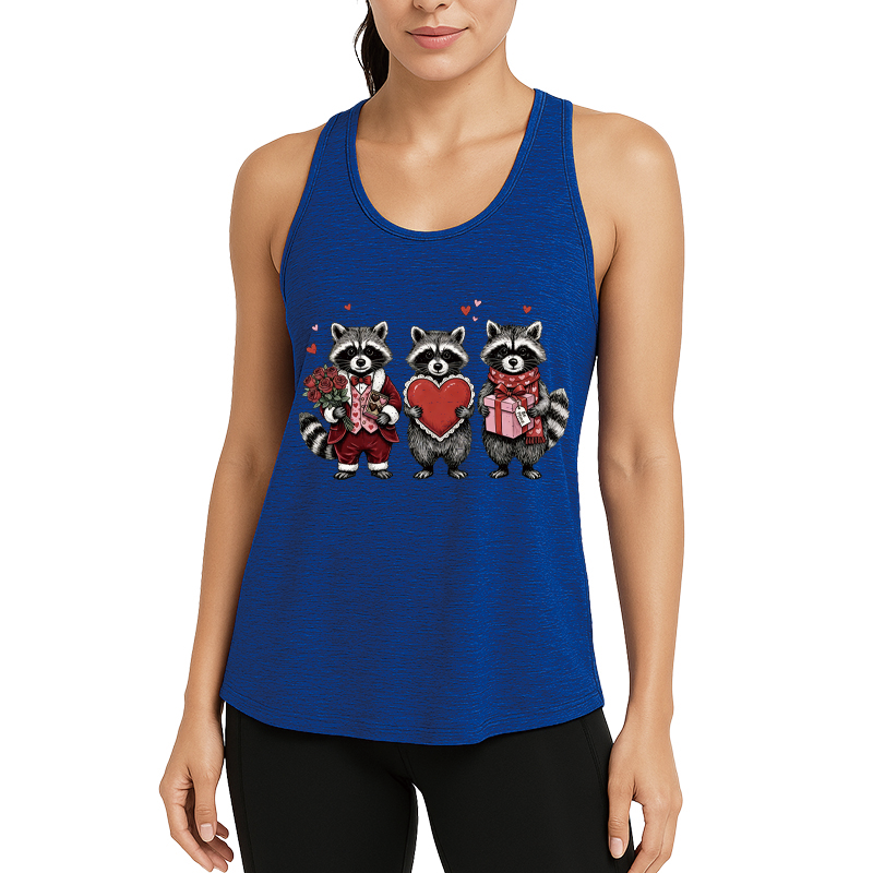 Tokyocanvas Valentines Raccoon Fitness Tank