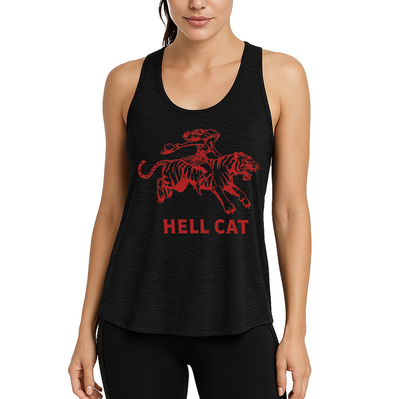 Tokyocanvas Retro Cowgirl Hell Cat Fitness Tank