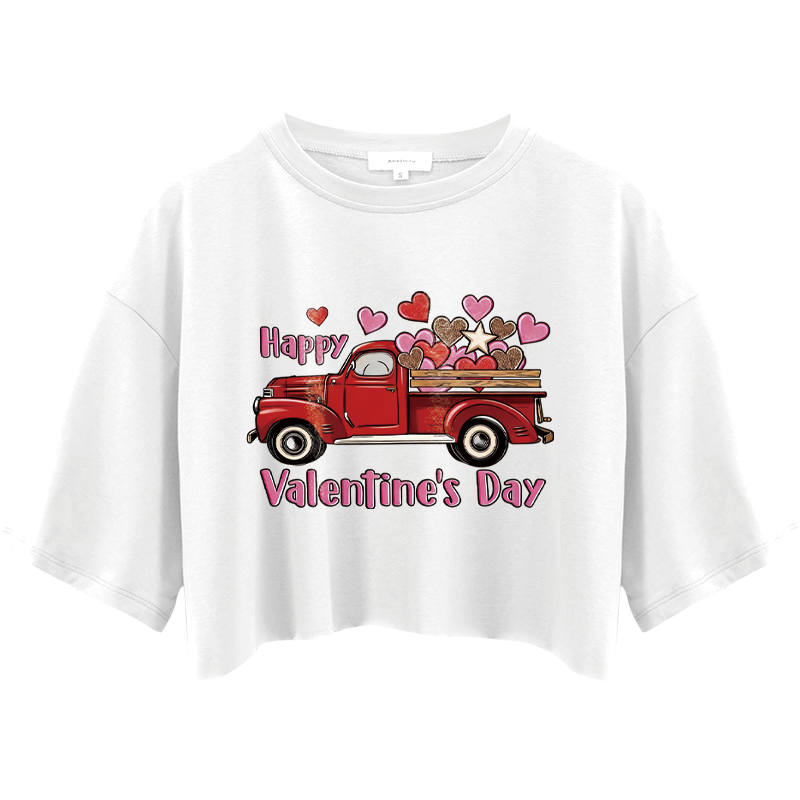 Tokyocanvas Happy Valentine's Day Truck Crop Top