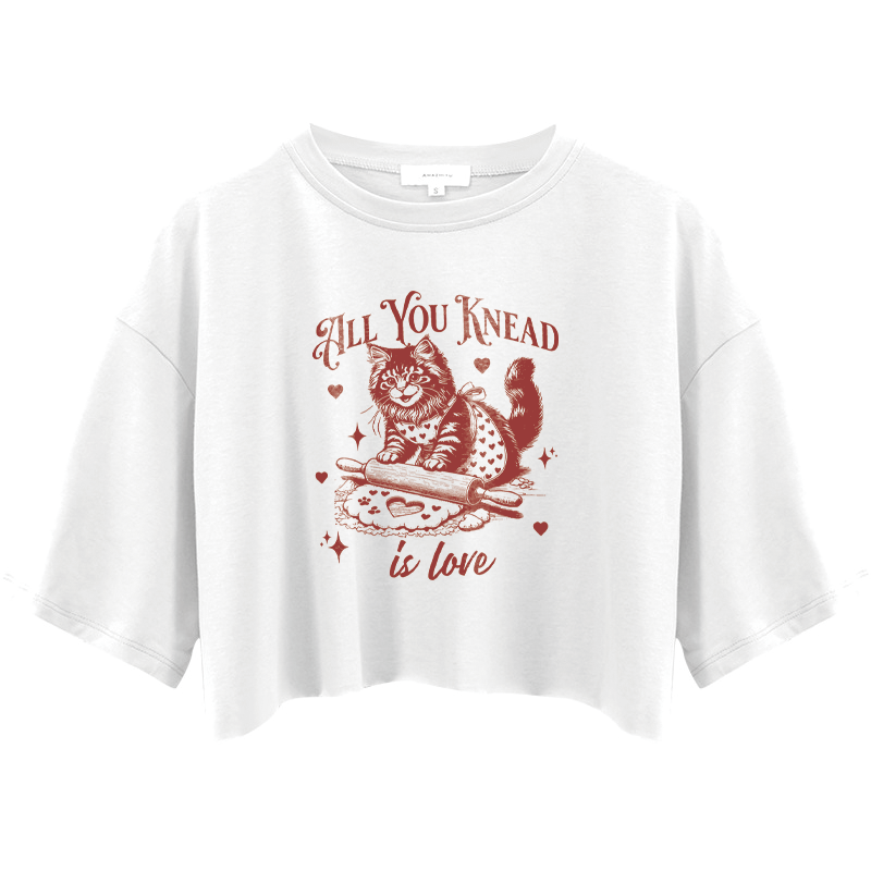 Tokyocanvas Cute Cat Valentine's Day Crop Top