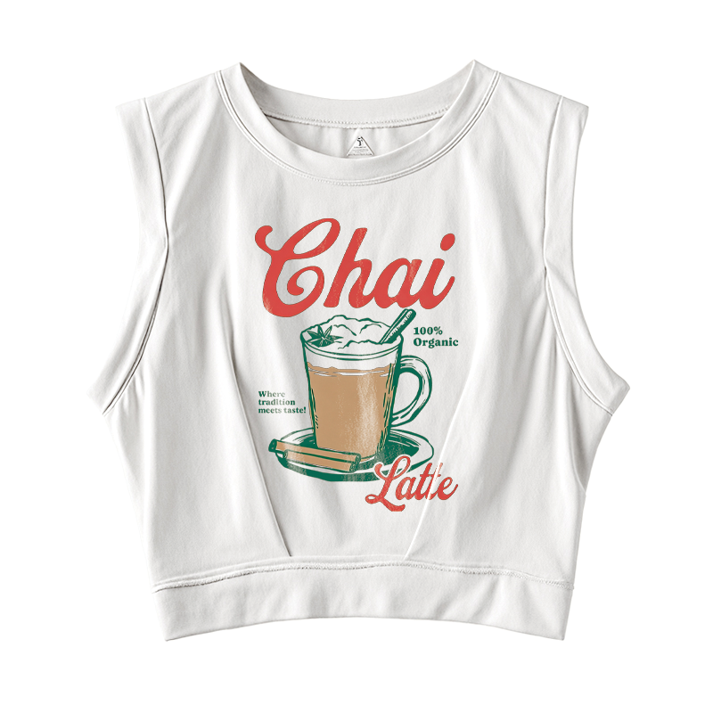 Tokyocanvas Trending Chai Latte 90s Sleeveless Crop Top