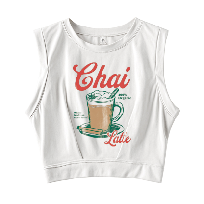 Tokyocanvas Trending Chai Latte 90s Sleeveless Crop Top