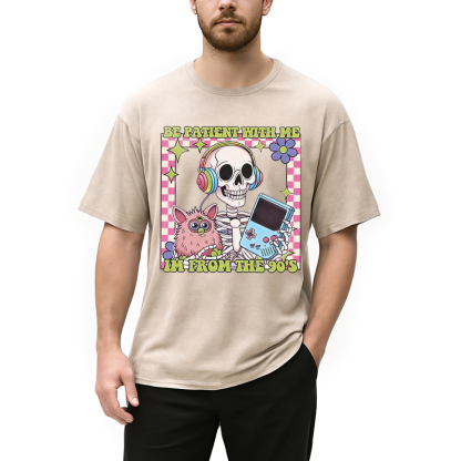 Tokyocanvas Please Be Patient Skull Meme Washed T-Shirt