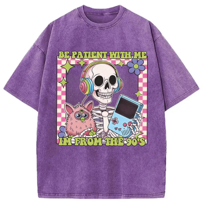 Tokyocanvas Please Be Patient Skull Meme Washed T-Shirt