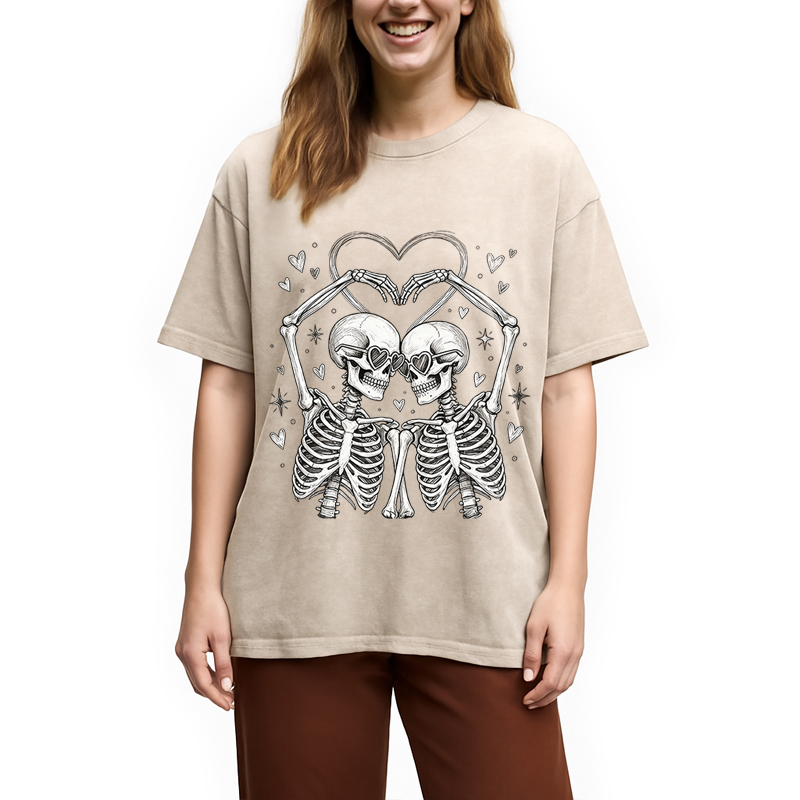 Tokyocanvas Skeleton Valentine Washed T-Shirt