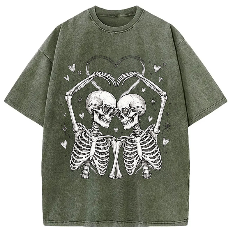 Tokyocanvas Skeleton Valentine Washed T-Shirt