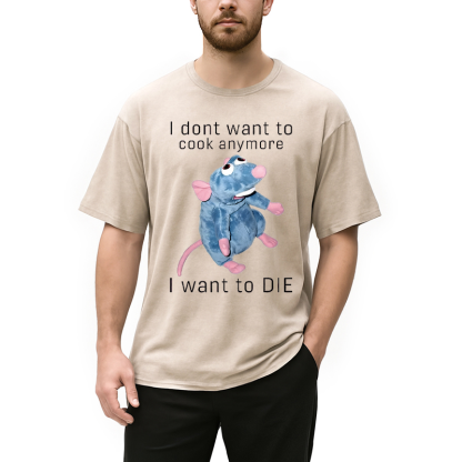 Tokyocanvas I Don't Want To Cook Anymore I Want To Die Rat Washed T-Shirt